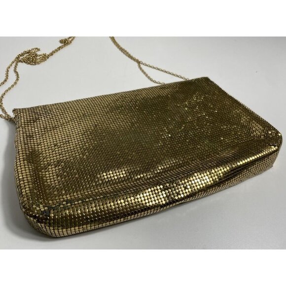 Vintage Whitting & Davis Shiny Gold Mesh Evening Bag Made In USA Chain Shoulder - Picture 6 of 7